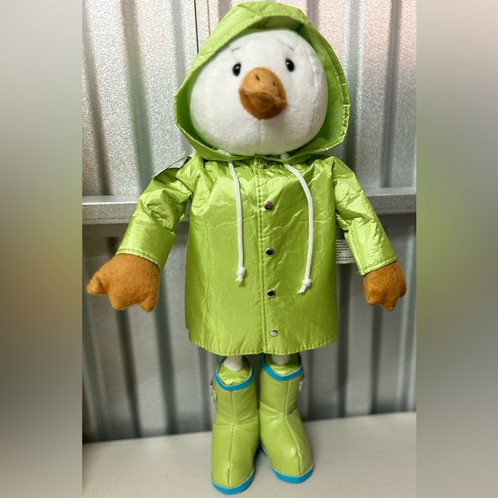 Debi Lilly Decorative Standing Duck In Green Raincoat With Hood And Boots 18”